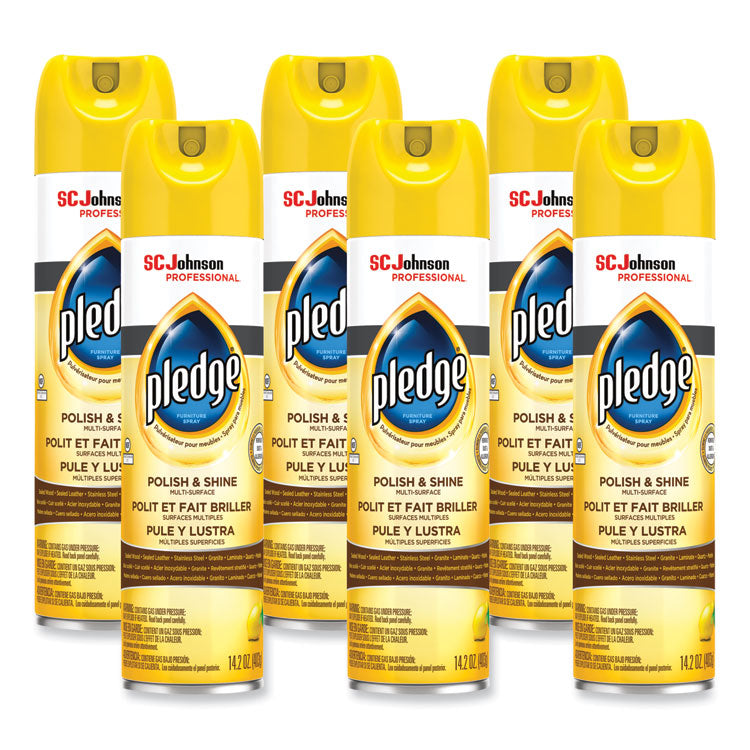 Furniture Polish, Lemon Scent, 14.2 oz Aerosol Spray, 6/Carton