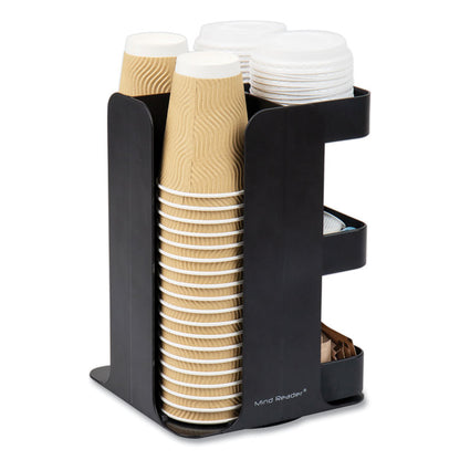 Anchor Collection 8-Compartment Coffee Cup, Lid, and Condiment Carousel Countertop Organizer, 8 x 8 x 12, Black