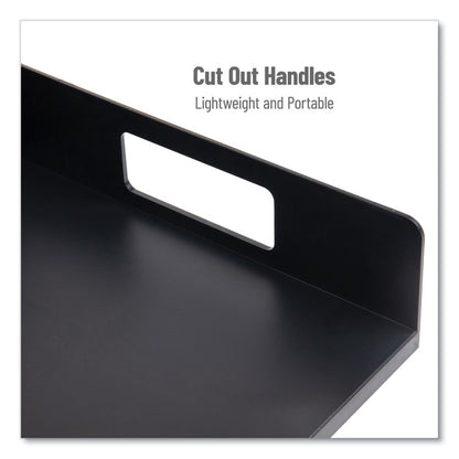 Network Collection Utensil, Napkin and Plate Countertop Organizer, 15.2 x 11.5 x 4.45, Plastic, Black