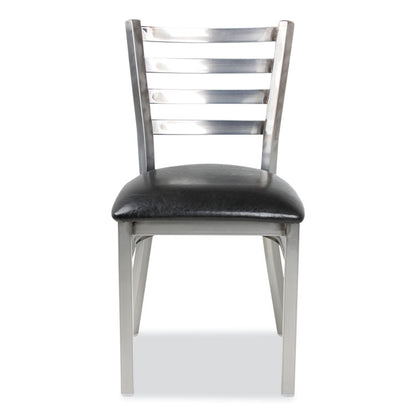 White Horse Series Side Chairs, Supports Up to 300 lb, 18" Seat Height, Black Seat, Industrial Clear-Coat Steel Back/Frame