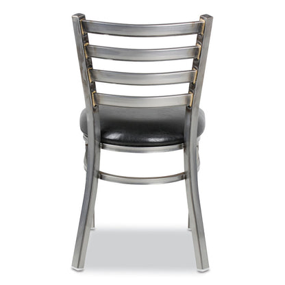White Horse Series Side Chairs, Supports Up to 300 lb, 18" Seat Height, Black Seat, Industrial Clear-Coat Steel Back/Frame
