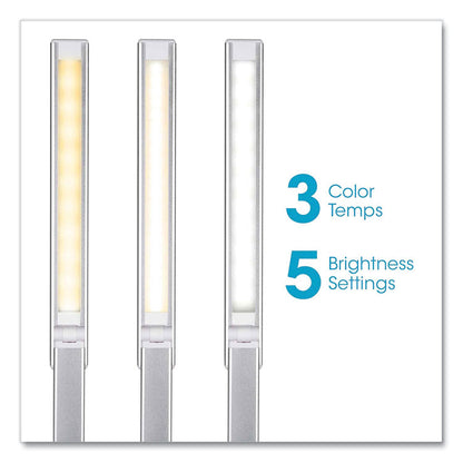 Wellness Series Entice LED Desk Lamp with Wireless Charging, Silver Arm, 11" to 22" High, White