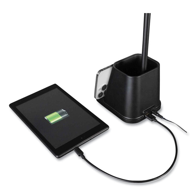 Wellness Series Merge LED Desk Lamp with Wireless Charging, 18.25" High, Black