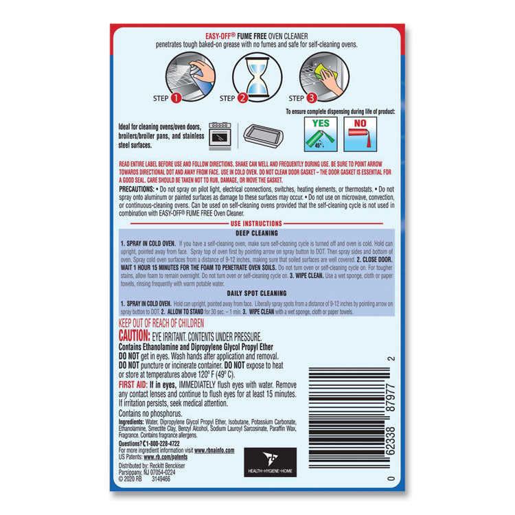 Fume-Free Oven Cleaner, 14.5 oz Aerosol Spray, 12/Carton