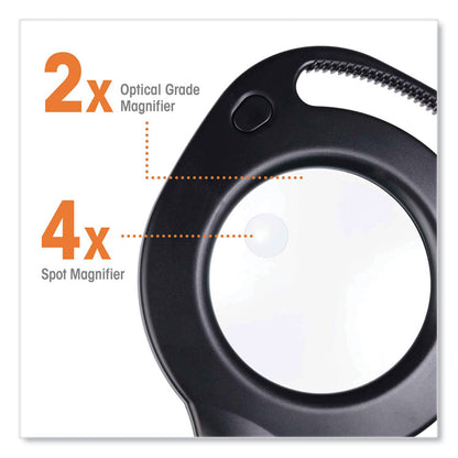 2-in-1 LED Magnifier Floor and Table Light, 39.5" High, Black