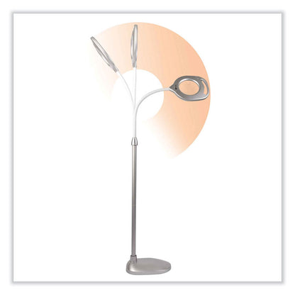 2-in-1 LED Magnifier Floor and Table Light, 39.5" High, Silver/White