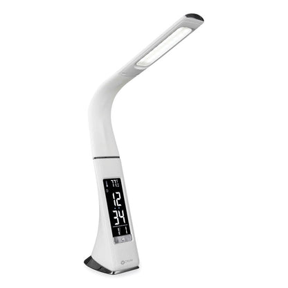 Wellness Series Sanitizing Thrive LED Desk Lamp with Clock, 10" to 18.75", White