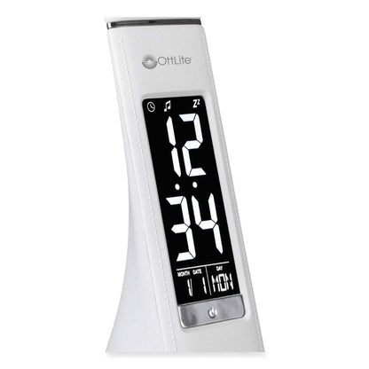 Wellness Series Sanitizing Thrive LED Desk Lamp with Clock, 10" to 18.75", White