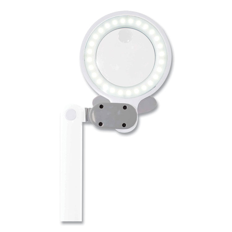 Space-Saving LED Magnifier Desk Lamp, 14" High, White