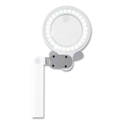 Space-Saving LED Magnifier Desk Lamp, 14" High, White