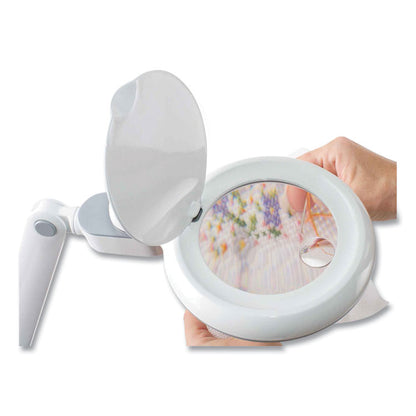 Space-Saving LED Magnifier Desk Lamp, 14" High, White