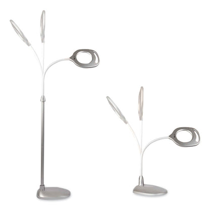 2-in-1 LED Magnifier Floor and Table Light, 39.5" High, Silver/White