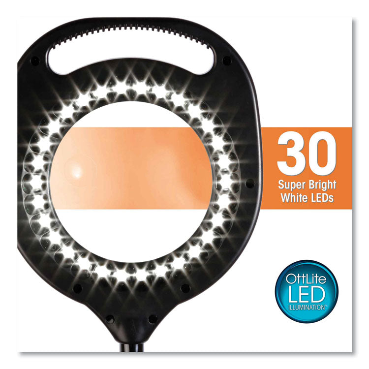 2-in-1 LED Magnifier Floor and Table Light, 39.5" High, Black