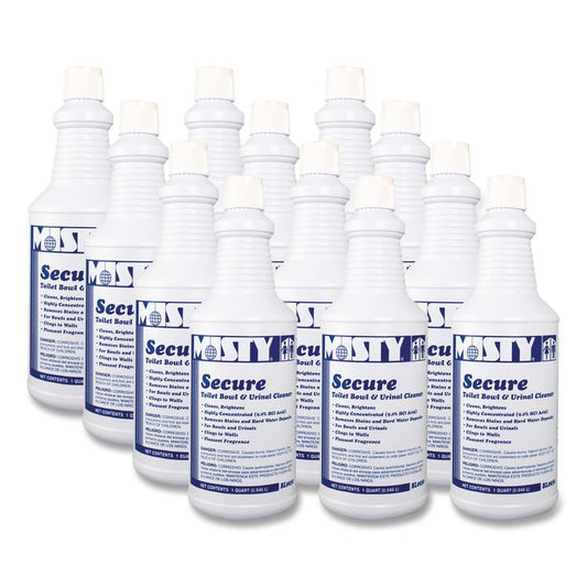 Secure Hydrochloric Acid Bowl Cleaner, Mint Scent, 32 oz Bottle, 12/Carton