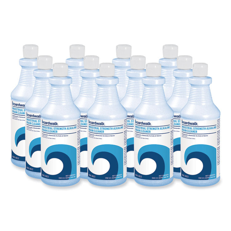 Industrial Strength Alkaline Drain Cleaner and Clog Remover, 32 oz Bottle, 12/Carton