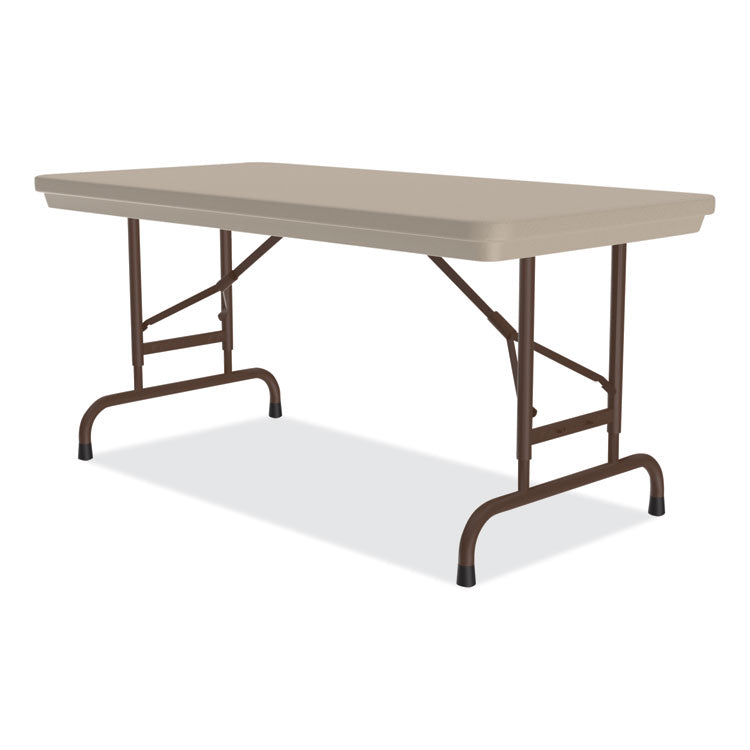 Adjustable Folding Table, Rectangular, 48" x 24" x 22" to 32", Mocha Granite Top, Brown Legs, /Pallet