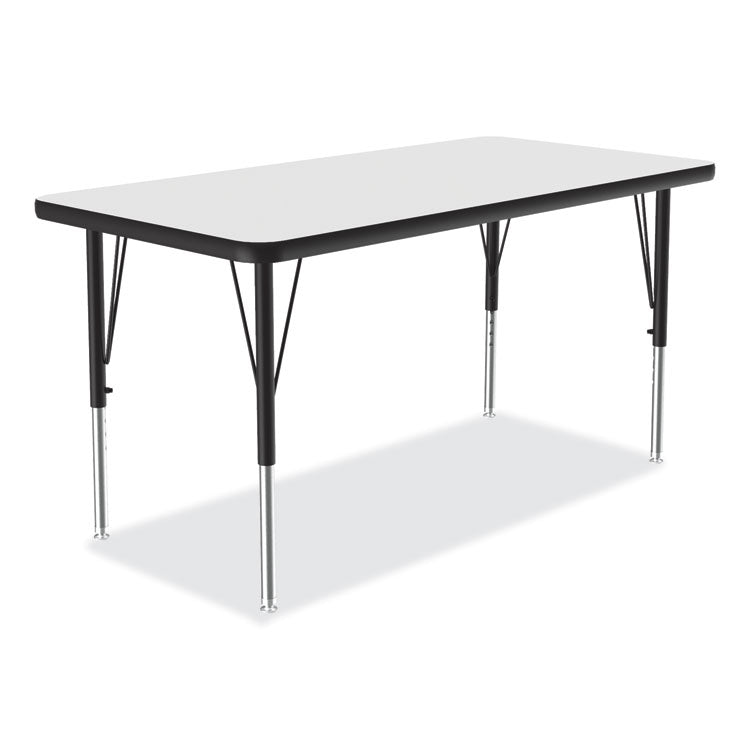 Dry-Erase Markerboard Activity Tables, Rectangular, 48" x 24" x 19" to 29", White Top, Black Legs, 4/Pallet