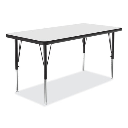 Dry-Erase Markerboard Activity Tables, Rectangular, 48" x 24" x 19" to 29", White Top, Black Legs, 4/Pallet