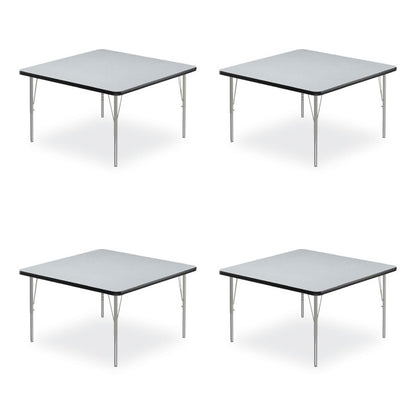 Adjustable Activity Tables, Square, 48" x 48" x 19" to 29", Gray Top, Silver Legs, 4/Pallet
