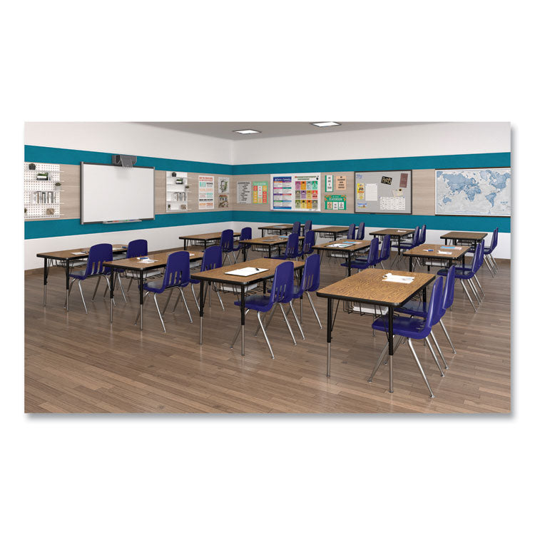 Dry-Erase Markerboard Activity Tables, Rectangular, 48" x 24" x 19" to 29", White Top, Black Legs, 4/Pallet