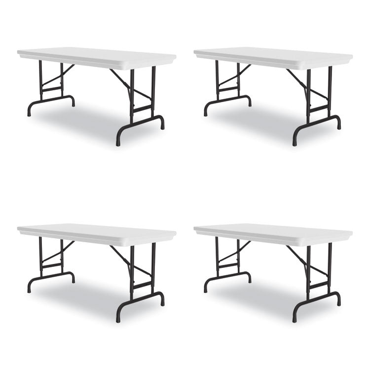 Adjustable Folding Table, Rectangular, 48" x 24" x 22" to 32", Gray Granite Top, Black Legs, 4/Pallet