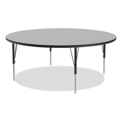 Height Adjustable Activity Table, Round, 60" x 19" to 29", Gray Granite Top, Black Legs, 4/Pallet