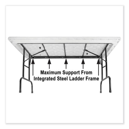 Adjustable Folding Tables, Rectangular, 72" x 30" x 22" to 32", Blue Top, Black Legs, 4/Pallet