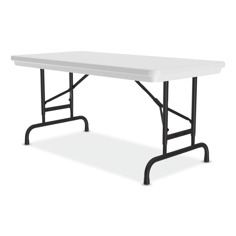 Adjustable Folding Table, Rectangular, 48" x 24" x 22" to 32", Gray Granite Top, Black Legs, 4/Pallet