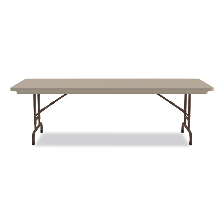 Adjustable Folding Tables, Rectangular, 72" x 30" x 22" to 32", Mocha Granite Top, Brown Legs, 4/Pallet