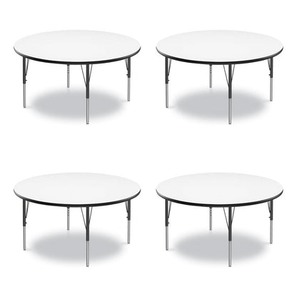 Dry Erase Markerboard Activity Tables, Round, 42" x 19" to 29", White Top, Black Legs, 4/Pallet