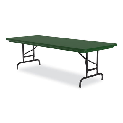 Adjustable Folding Tables, Rectangular, 72" x 30" x 22" to 32", Green Top, Black Base, 4/Pallet