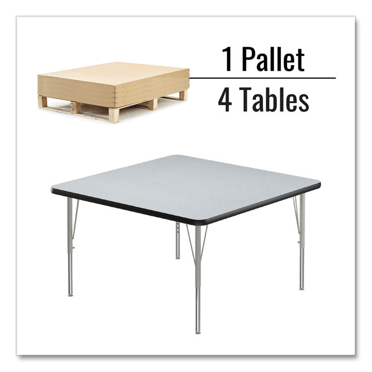 Adjustable Activity Tables, Square, 48" x 48" x 19" to 29", Gray Top, Silver Legs, 4/Pallet