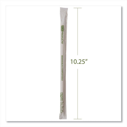 Renewable and Compostable PHA Straws, 10.25", Natural White, 1,250/Carton