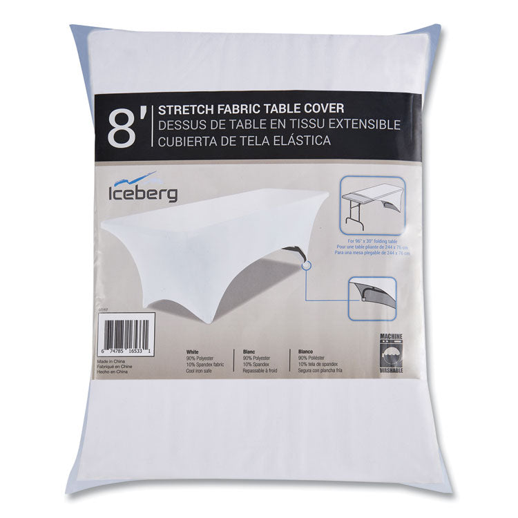 iGear Fabric Table Cover, Polyester/Spandex, 30" x 72", White