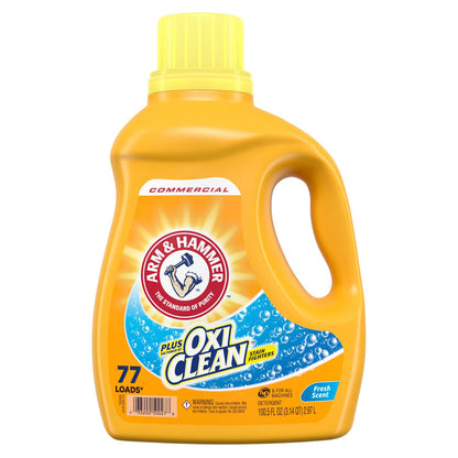 OxiClean Concentrated Liquid Laundry Detergent, Fresh Scent, 100.5 oz Bottle, 4/Carton