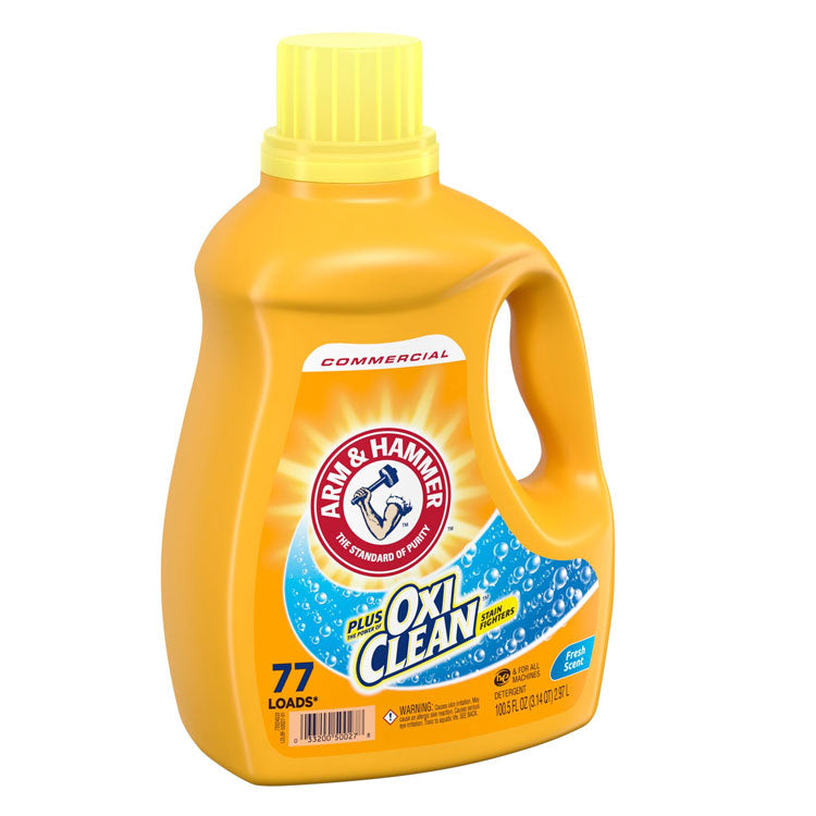 OxiClean Concentrated Liquid Laundry Detergent, Fresh Scent, 100.5 oz Bottle, 4/Carton