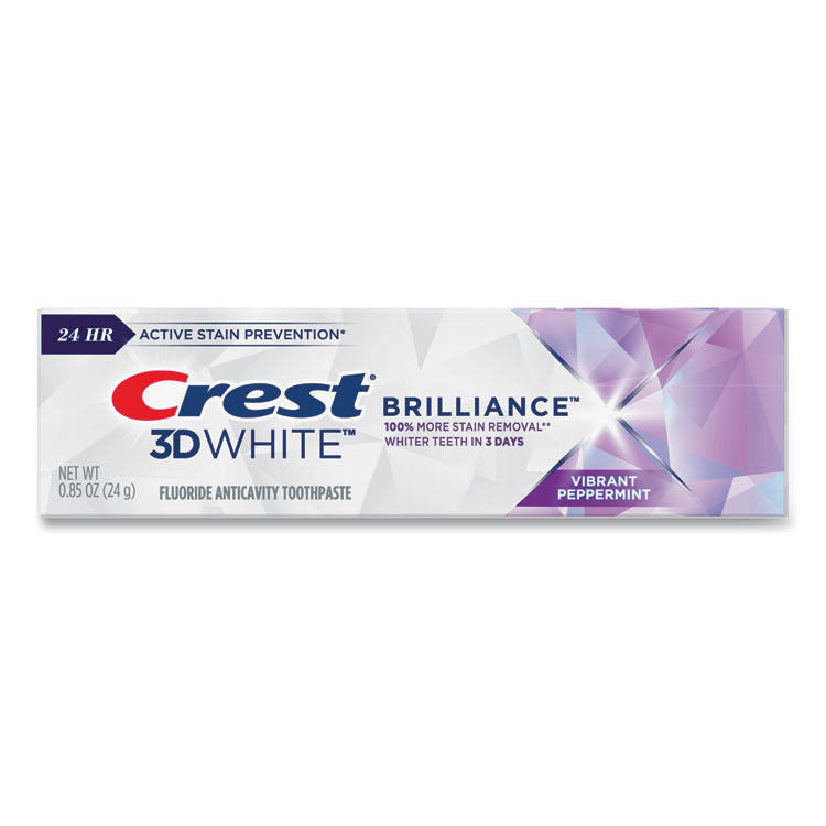 3D White Brilliance Advanced Whitening Technology + Advanced Stain Protection Toothpaste, Vibrant Peppermint, 0.85 oz, 72/CT