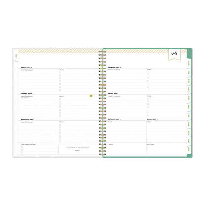 Day Designer Academic Year Weekly/Monthly Frosted Planner, Palms Artwork, 11 x 8.5, 12-Month (July to June): 2025 to 2026