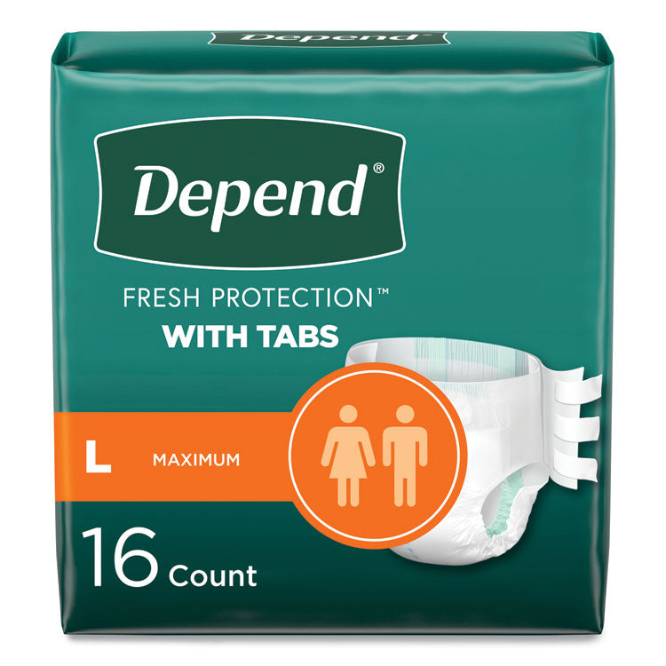 Incontinence Protection with Tabs, Large, 35" to 49" Waist, 16/Pack, 3 Packs/Carton