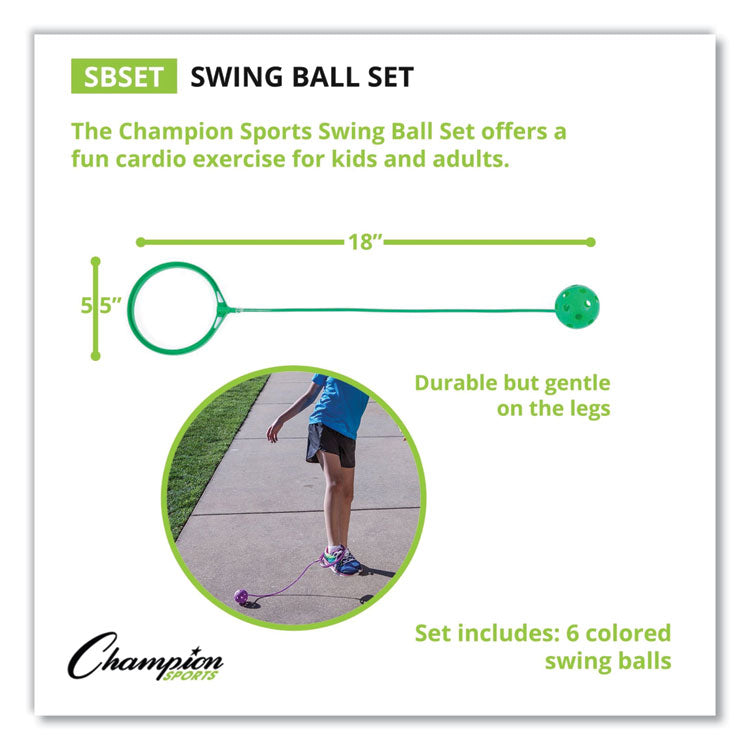 Swing Ball Set, 5.5" Diameter, Assorted Colors, 6/Set