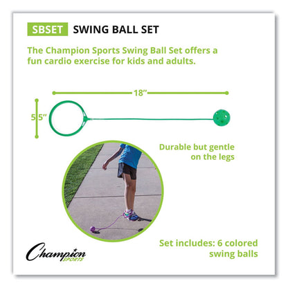 Swing Ball Set, 5.5" Diameter, Assorted Colors, 6/Set