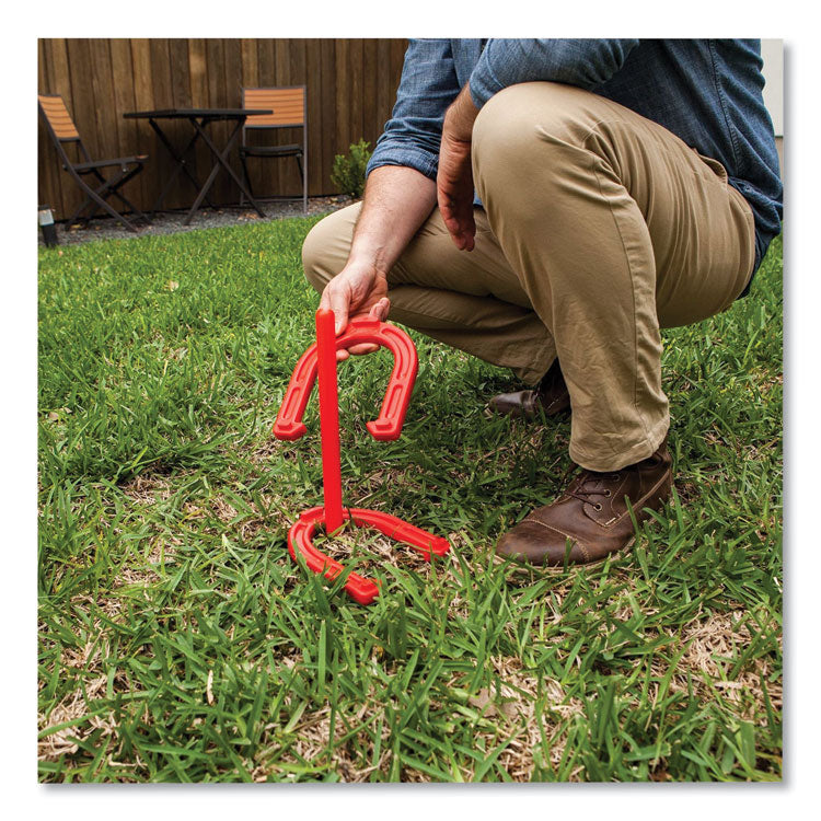Indoor/Outdoor Rubber Horseshoe Set, 4 Rubber Horseshoes, 2 Rubber Mats, 2 Plastic Dowels