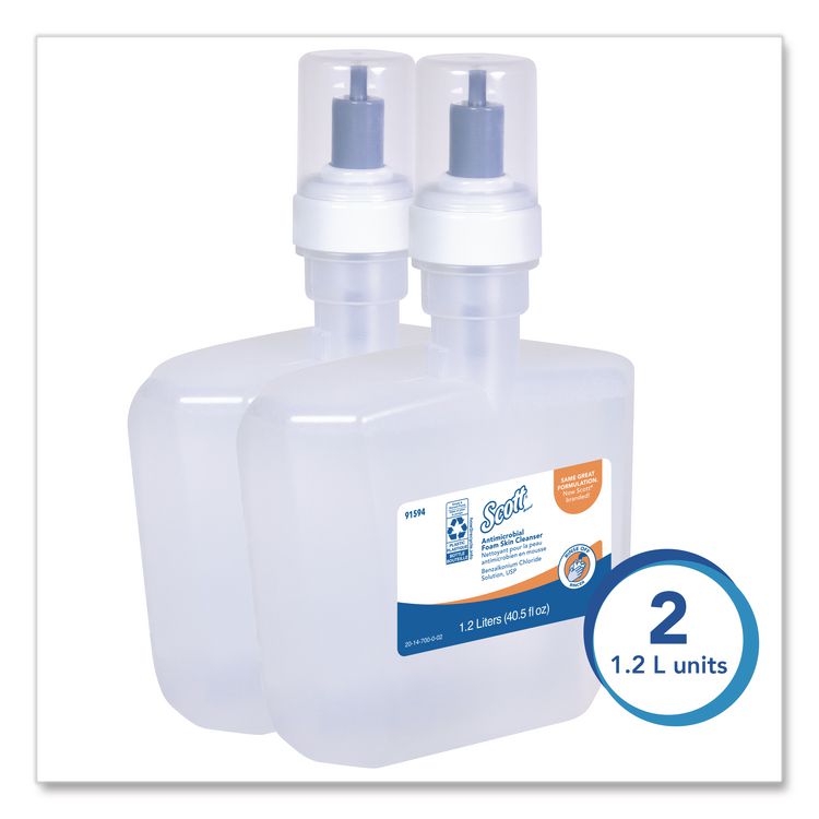 Antimicrobial Foam Skin Cleanser Refill, Fresh Scent, 1,200 mL, 2/Carton