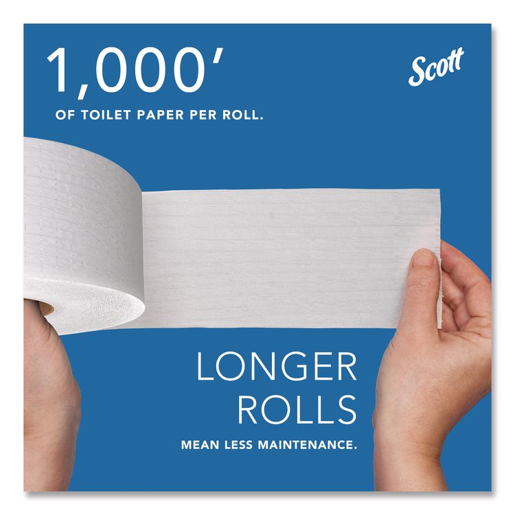 Essential JRT Jumbo Roll Bathroom Tissue, Septic Safe, 2-Ply, 3.55" x 1,000 ft, White, 4 Rolls/Carton