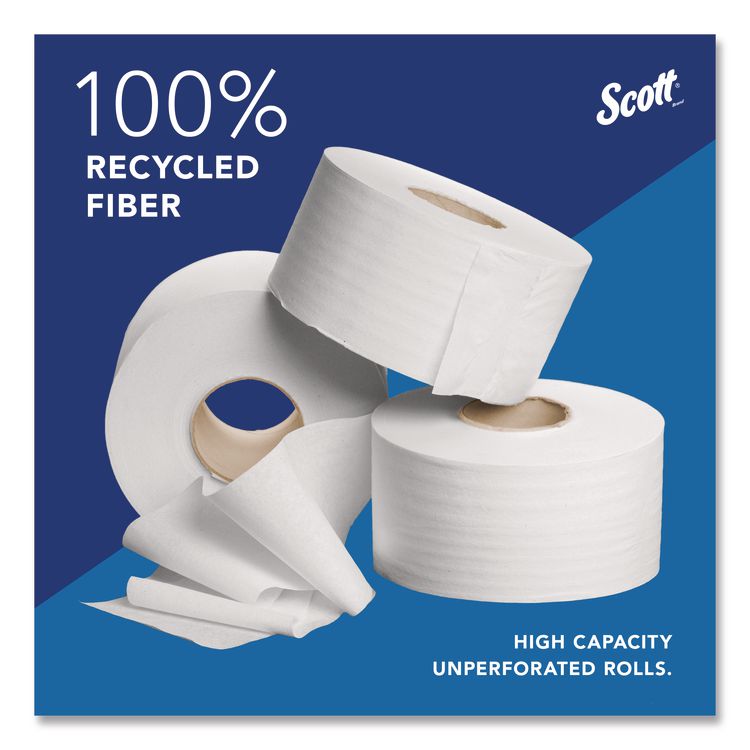 Essential 100% Recycled Fiber JRT Bathroom Tissue for Business, Septic Safe, 2-Ply, 3.55" x 1,000 ft, White, 12 Rolls/Carton