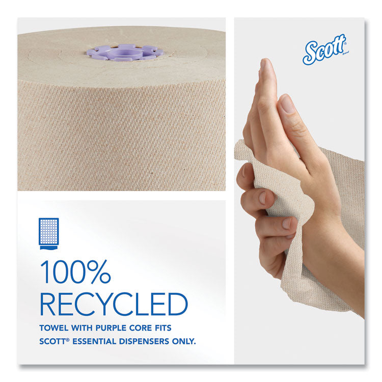 Essential 100% Recycled Fiber Hard Roll Towel, 1-Ply, 8" x 700 ft, 1.5" Core, Brown, 6 Rolls/Carton