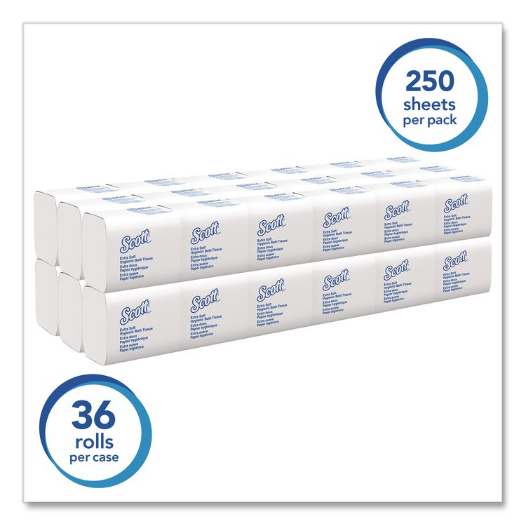 Hygienic Bath Tissue, Septic Safe, 2-Ply, White, 250 Sheets/Pack, 36 Packs/Carton