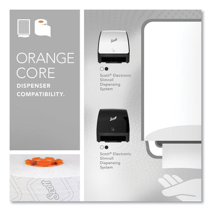 Slimroll Towels, 1-Ply, 8" x 580 ft, White/Orange Core, 6 Roll/Carton