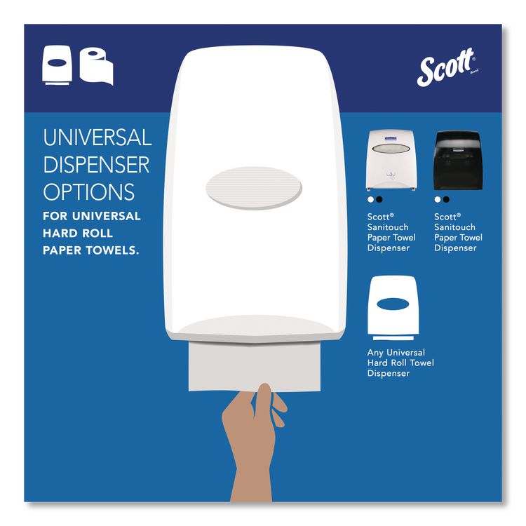 Essential High Capacity Hard Roll Towels for Business, Absorbency Pockets, 1-Ply, 8" x 1,000 ft, 1.5" Core, White,12 Rolls/CT