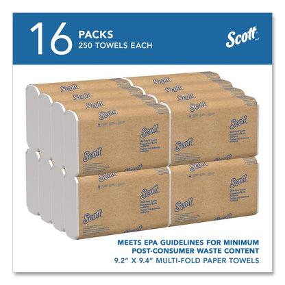 Essential Multi-Fold Towels, Plus Tier, Absorbency Pockets, 1-Ply, 9.2 x 9.4, White, 250/Packs, 16 Packs/Carton